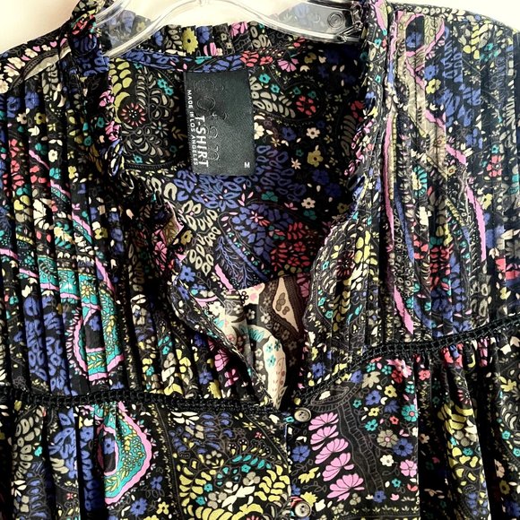Anthropologie Dolan Odessa Long Sleeve Paisley Floral Peasant Boho Blouse Top M - Picture 2 of 12